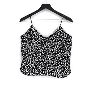 SOMETHING NAVY Tank Top Floral Black White S
